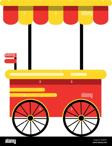 Red Food Cart Icon Market Stand On Wheels Stock Vector Image Art