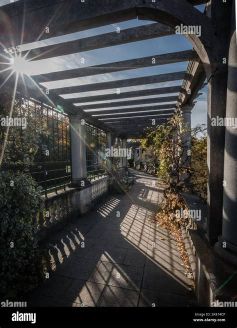 Sunlight Over The Hill Garden And Pergola In London S Hampstead Stock