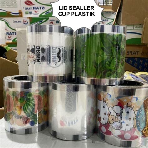 Jual Sealer Lid Seal Cup Sealler Gelas Plastik Kartun Buah Drink Polos