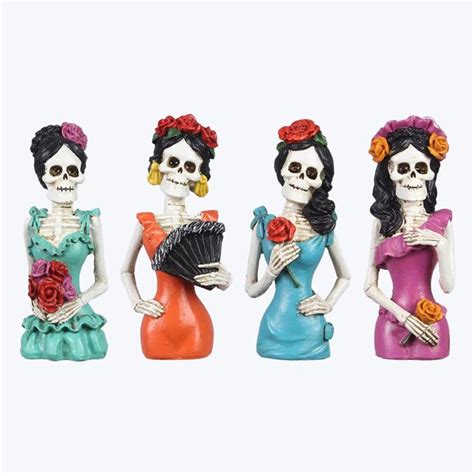 Resin Lady Skeletons Figurine 4 Assortment Ivystone