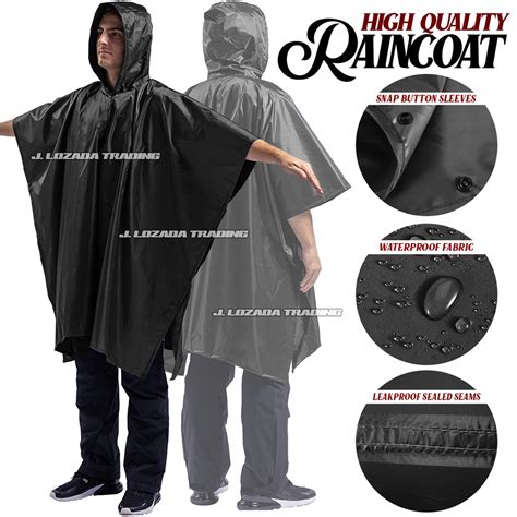 BLACK PONCHO KAPOTE MOTORCYCLE RIDER RAINCOAT WITH BAG MAKAPAL PVC