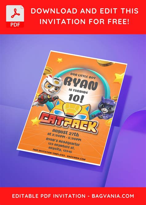 Easily Edit Pdf Invitation Epic Cat Paw Patrol Birthday Invitation Bagvania