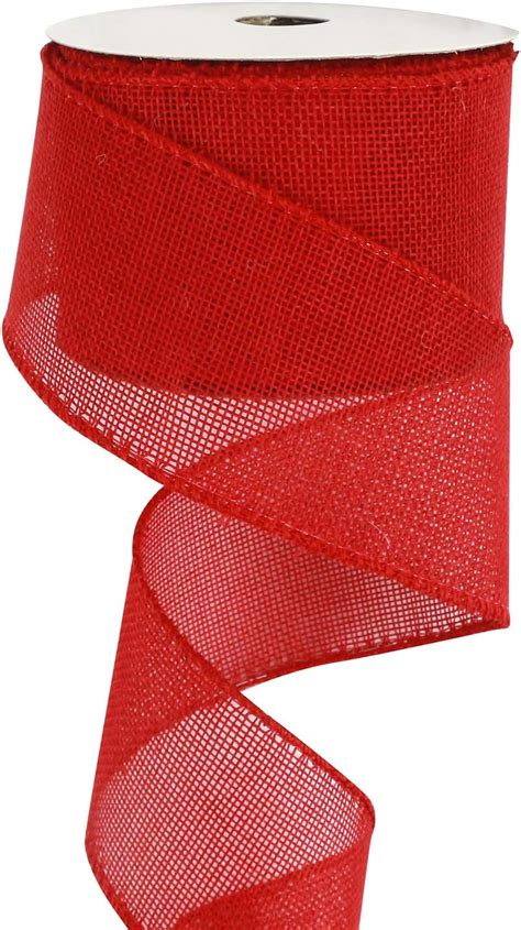 Amazon HUIHUANG Red Burlap Ribbon Christmas Wired Ribbon Solid