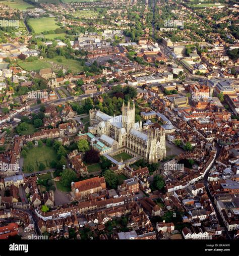 Aerial Image Of City And Cathedral Canterbury Kent England United