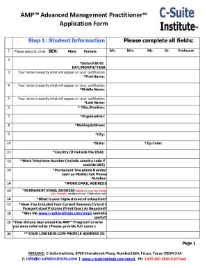 Fillable Online Advanced Management Practitioner Application Form