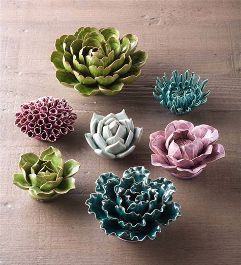 Ceramic Flowers For Wall Art At Janett Washington Blog