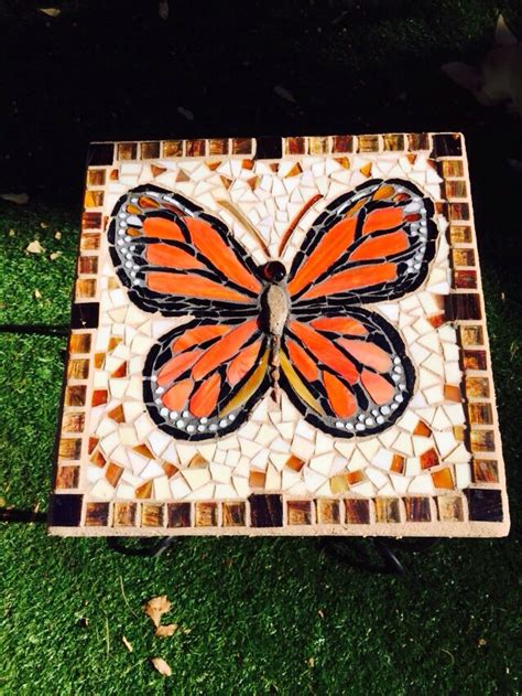 Monarch Butterfly Stepping Stone Stained Glass Mosaic Mosaic Glass Mosaic