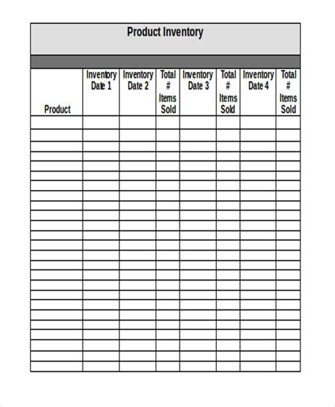 Free Product Inventory Template