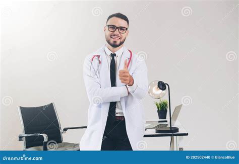 Doctor Showing Thumbs Up In The Hospital Stock Photo Image Of