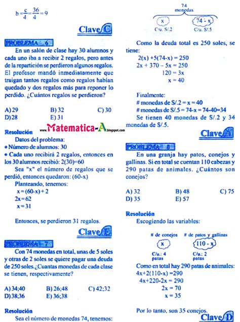 Planteo De Ecuaciones Ejercicios Desarrollados ~ Matematicas Problemas