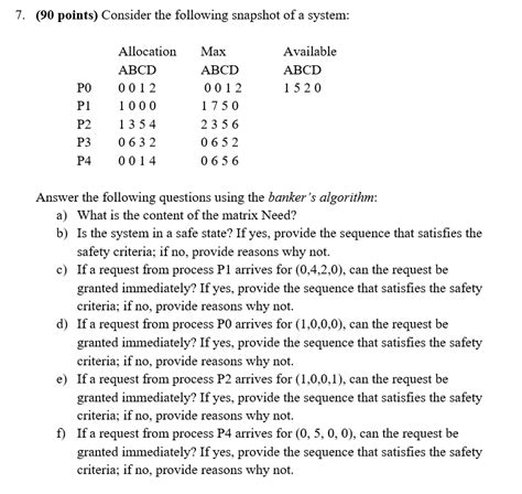 Solved Points Consider The Following Snapshot Of A Chegg