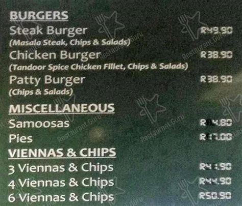 Menu At Nur Halaal Foods Restaurant Cape Town Food Court