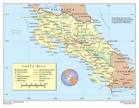 Large political and administrative map of Costa Rica with roads, cities ...