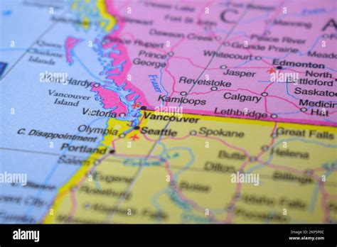 Vancouver Travel Concept Country Name On The Political World Map Very
