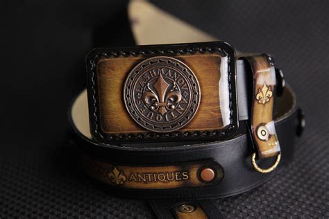 Ремень с Кожаной Пряжкой и Орденом Бронзовой Лилии Ручной Работы № 68i ...