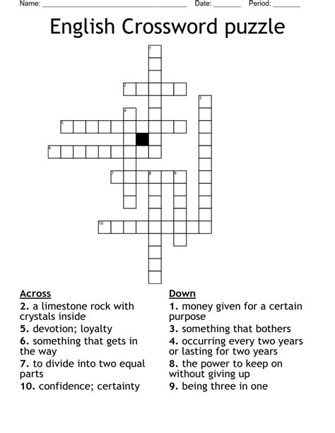 English Crossword Puzzle Wordmint