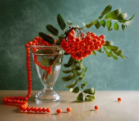 Ветка рябины | Flower painting, Still life drawing, Painting inspiration
