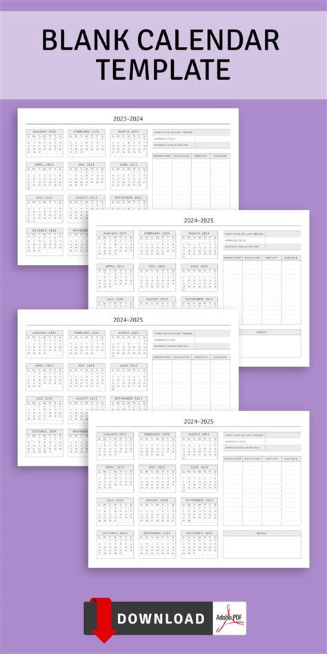 Blank Calendar Template, Happy Planner Layout, Diy Planner Notebook ...