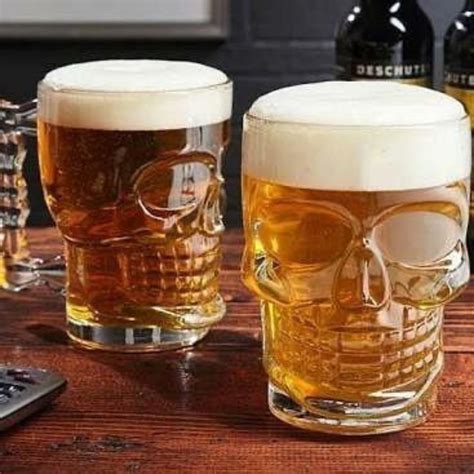 Caneca Caveira Viking Rock Chopp Cerveja Em Vidro Transparente 510ml