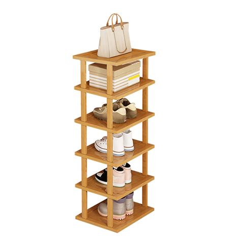 Qiuikloi 6 Tier Shoe Rack Small Vertical Shoe Stand Space Saving Free