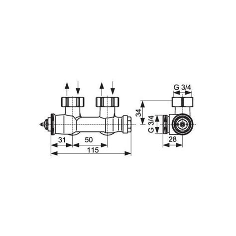 Multiblock T bitube modèle équerre OVENTROP MF 3 4 laiton