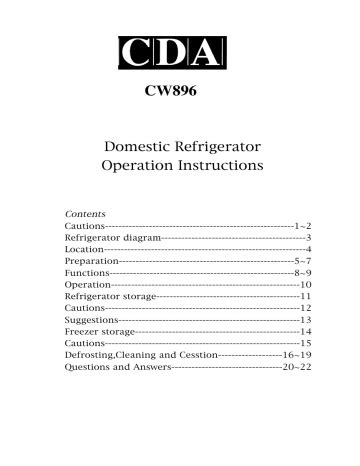 Cda Cw Integrated Fridge Freezer User Manual Manualzz