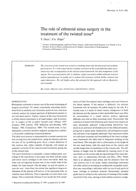 Pdf The Role Of Ethmoid Sinus Surgery In The Treatment Of The Twisted