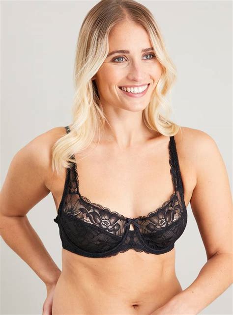 Buy Black Recycled Lace Full Cup Comfort Bra 34a Bras Argos