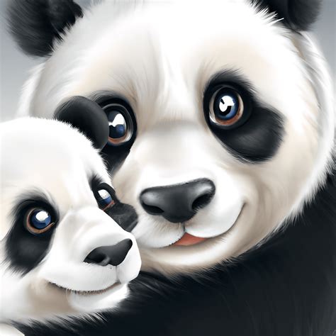 Cute and Fluffy Mother and Baby Panda Bears Hugging · Creative Fabrica