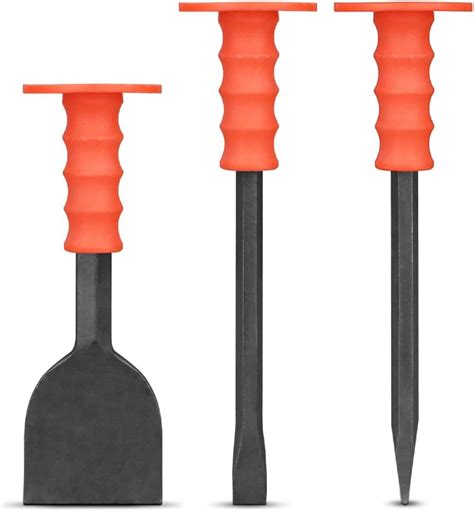 Heavy-Duty Masonry Chisel Set with Thick Protective Handles: Includes ...