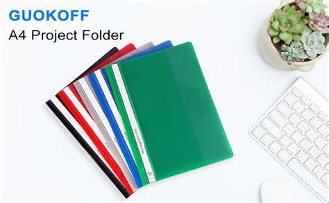 GUOKOFF A4 Project Folder 30pcs Plastic Report Files 2 Prong A4