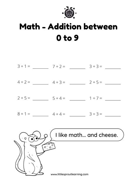 Single Digit Linear Addition Little Sprout Art Learning