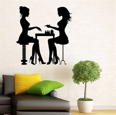 Nail Salon Vinyl Wall Decal Beauty Salon Sexy Girl Lady Manicure Mural Art Wall Sticker Nail