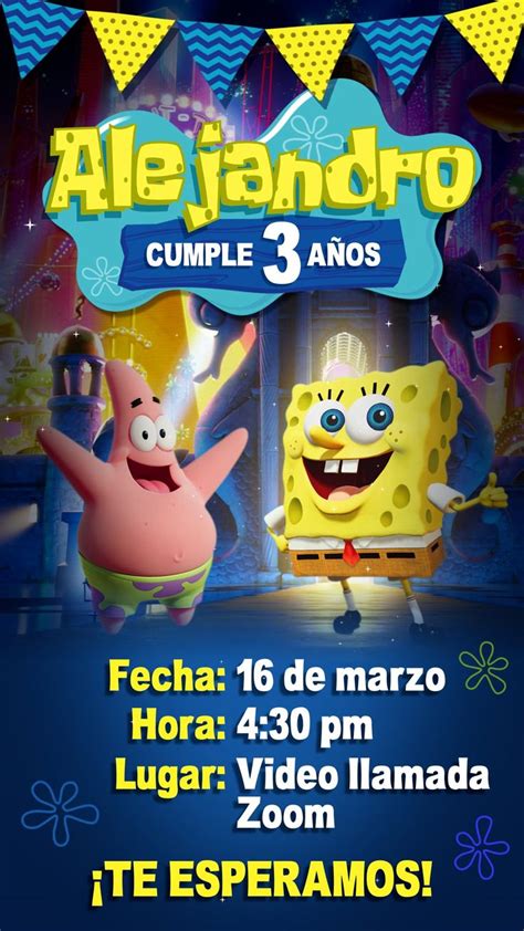 Invitación de Bob Esponja Bob esponja cumpleaños Bob esponja