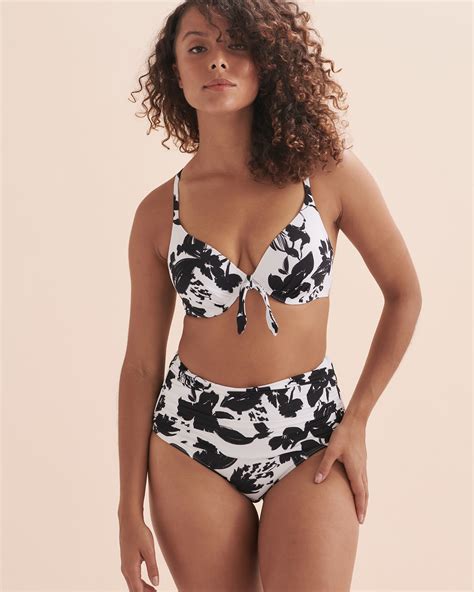 Turquoise Couture Haut De Bikini Push Up Plongeant Black White