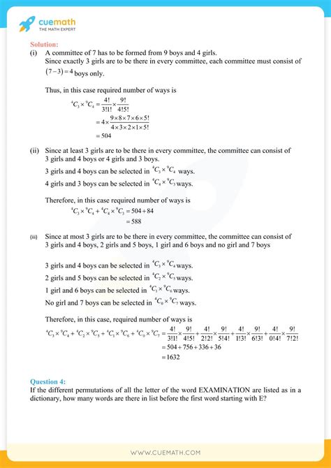 NCERT Solutions For Class 11 Maths Chapter 7 Permutations And