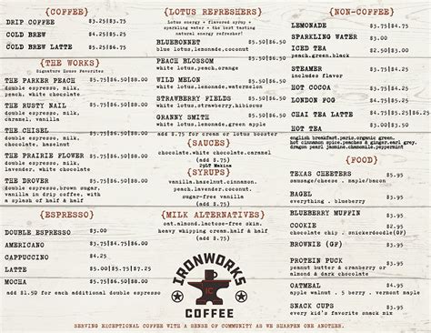 MENU | Ironworks Coffee