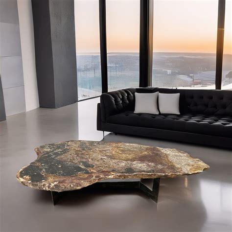 Table basse contemporaine TAUCEN131 ARRELART en bois fossilisé