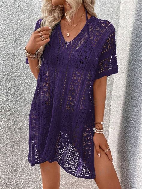 SHEIN Swim Vestido de encobrimento abertura e recorte vazado na coxa sem Maiô Bikini SHEIN