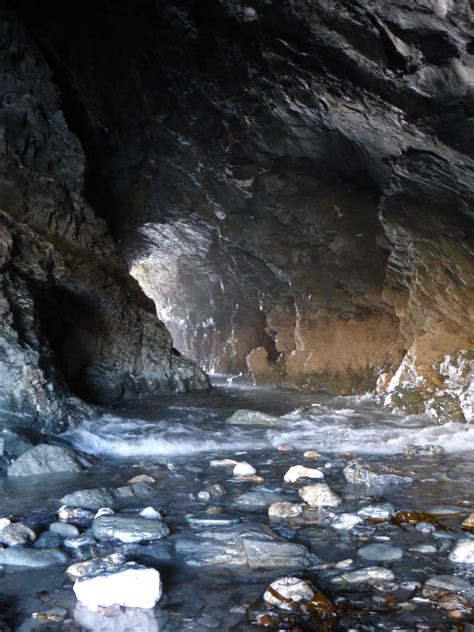 Inside Merlins Cave The Cavern Passes Right Through The Neck Of