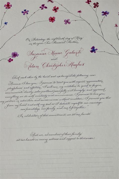 Dancing Pen Calligraphy: Custom Marriage Certificate - Purple & Magenta ...