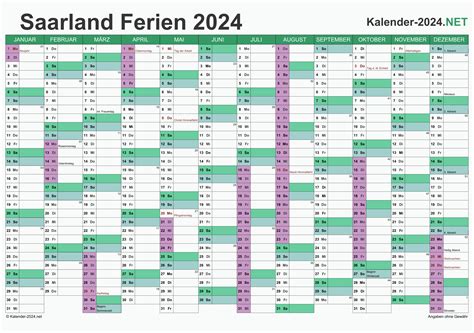 Ferien Saarland Ferienkalender Bersicht