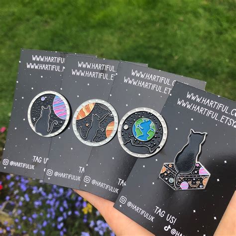 Space Cats Set Of 4 Enamel Pins Outer Space Galaxy Planets Stars