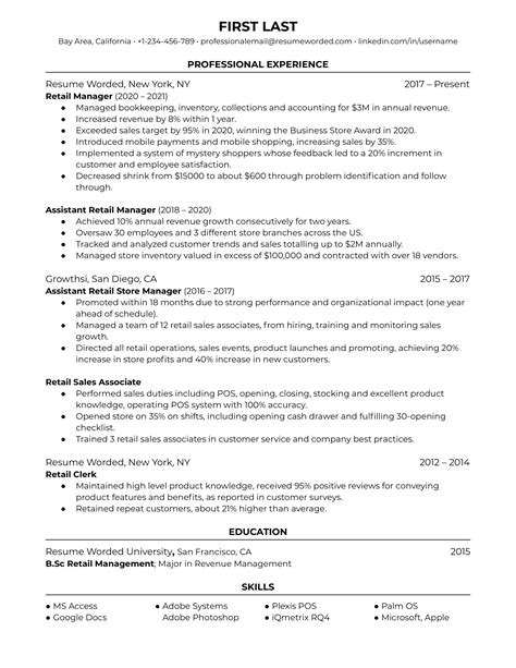 11 Retail Cv Examples For 2025 Resume Worded