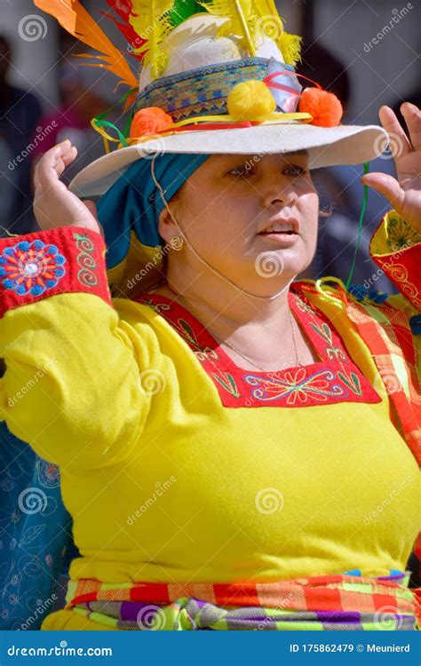 Colombian Woman In Traditional Costume Dance La Pollera Colora