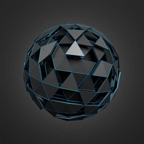 Premium Photo Abstract D Rendering Of Low Poly Black Sphere With