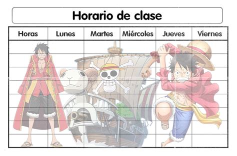 Horario One Piece Clases de anime Pegatinas bonitas Artesanías de anime