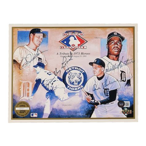 1971 Tigers Old Timers Signed 8x10 Photo With 4 Al Kaline Bill