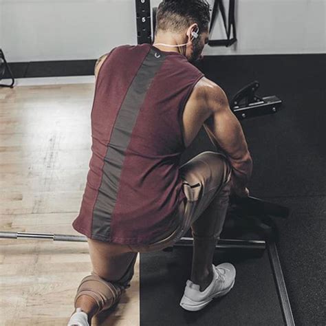 Buy Zroadlop Summer Mens Curved Hem Patchwork Gyms Stringers Vest