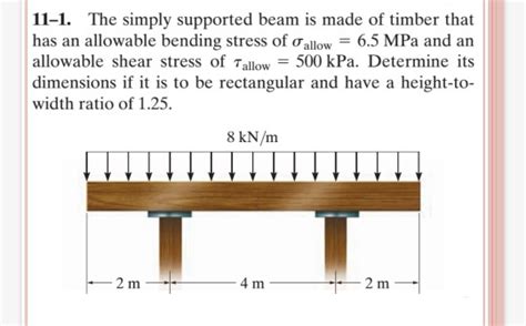 Solved 11 1 The Simply Supported Beam Is Made Of Timber Chegg